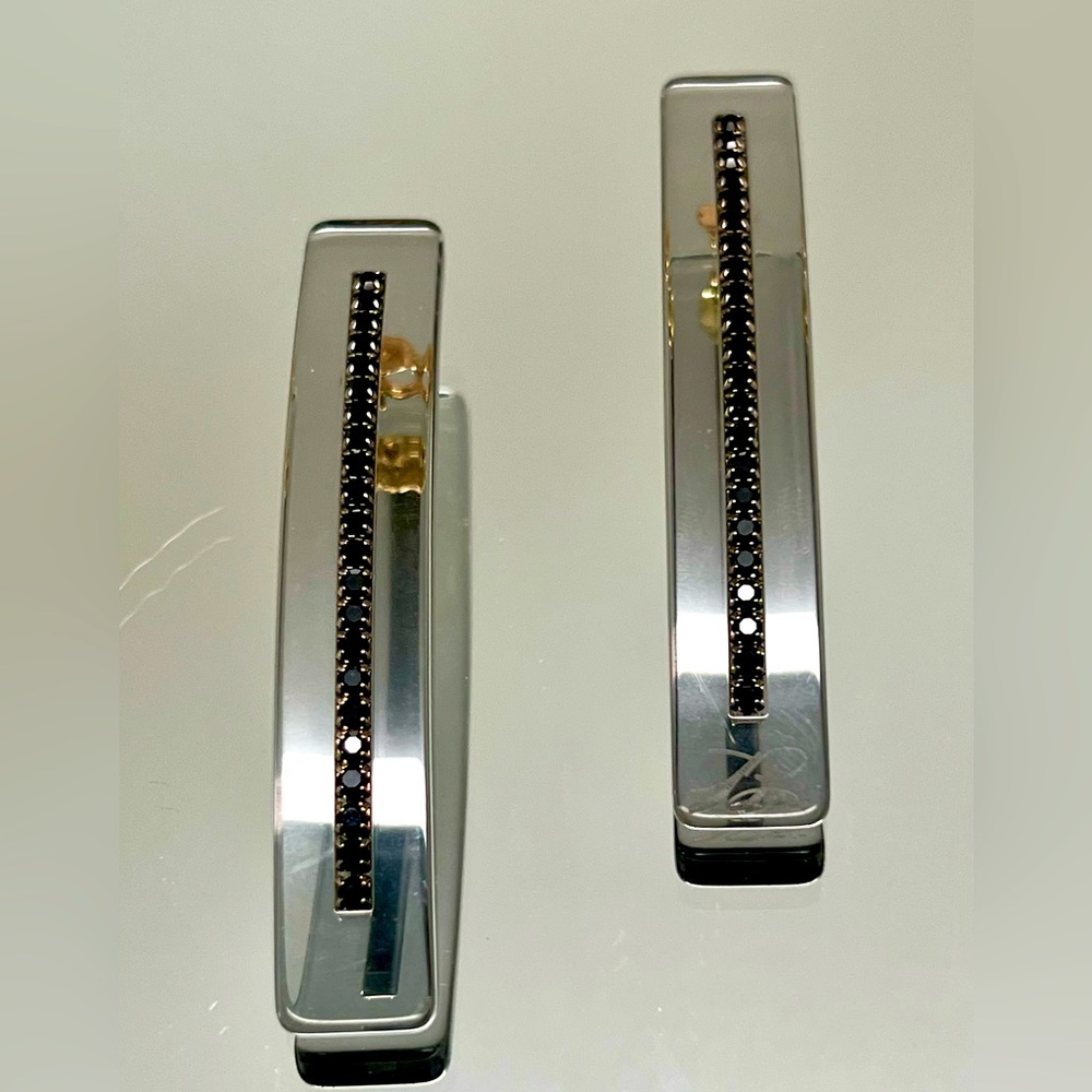Black Jet encrusted smoke acrylic earring